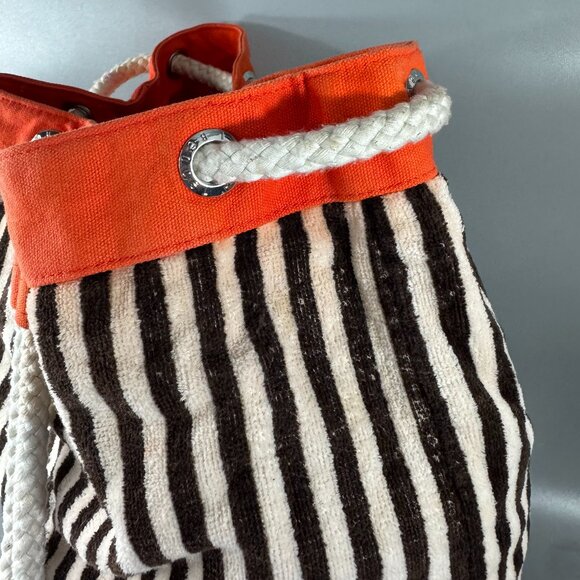 Henri Bender Terry Beach Backpack Brown Orange Stripes Waterproof Lined main image 13